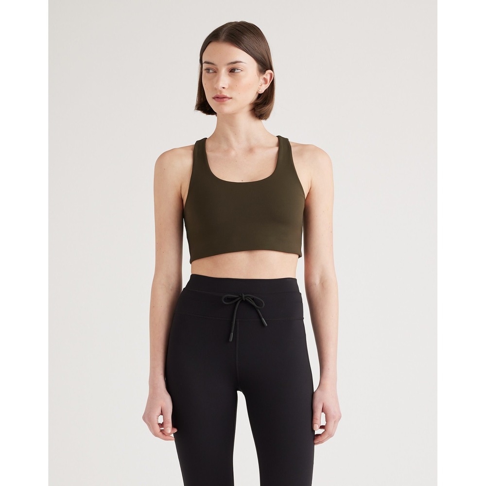 Quince‎ Olive Green Ultra-Form Scoop Neck Longline Racerback Sports Bra Small